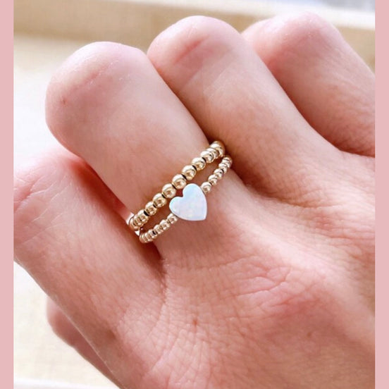 Opal Heart Ring - The Neon Cactus Studio
