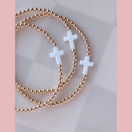 Opal Sideway Cross Bracelet - The Neon Cactus Studio