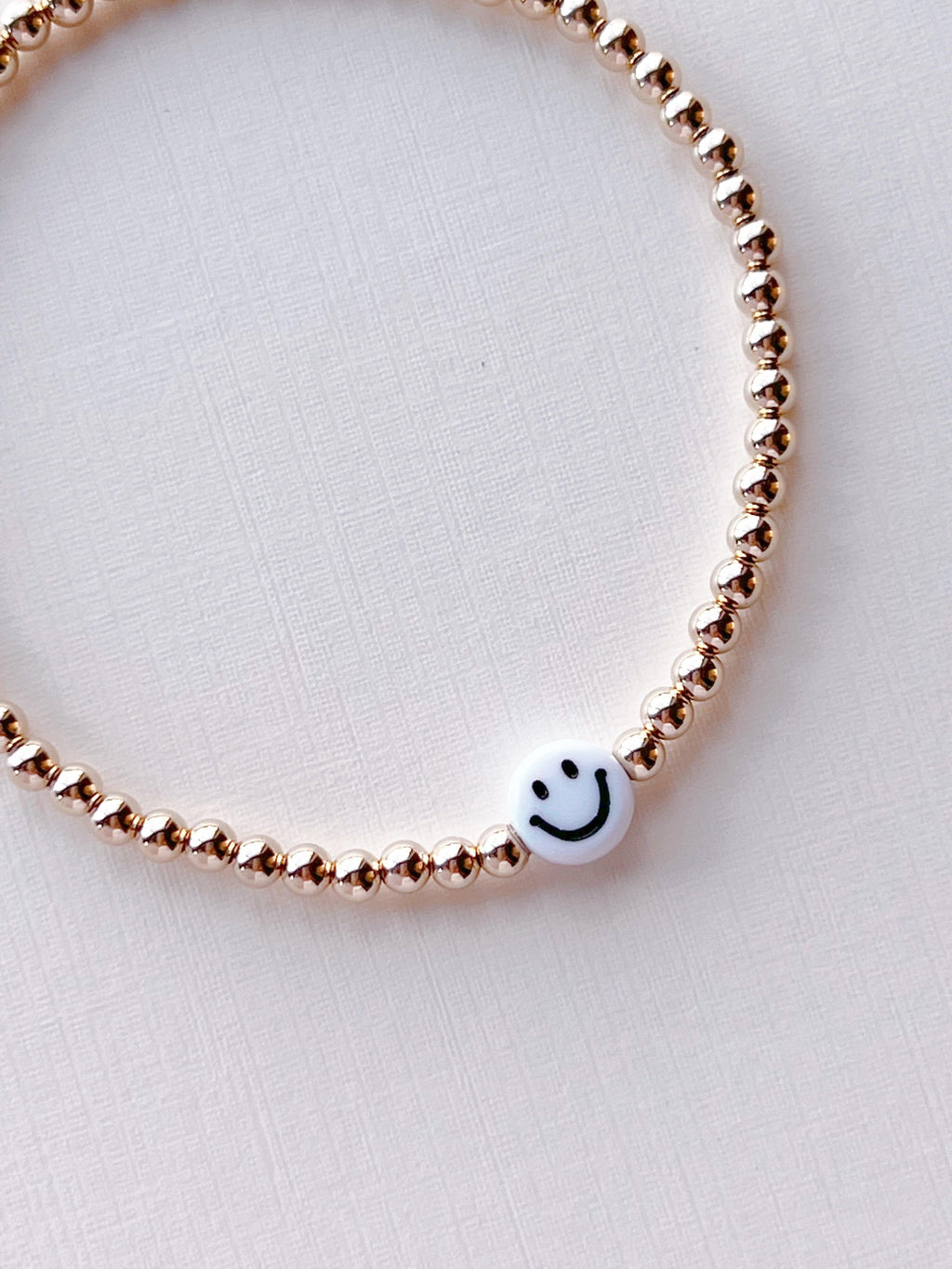 Be Happy Gold Filled Bracelet Smiley Bead Accent - The Neon Cactus Studio