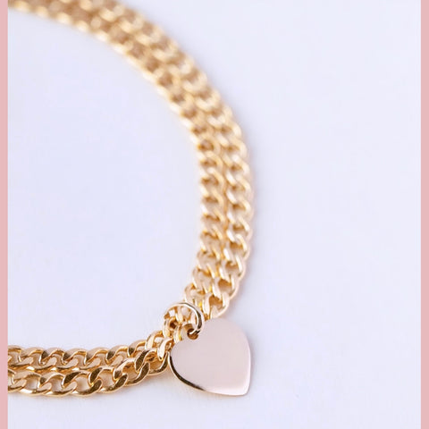 Heart of Gold Chain Bracelet - The Neon Cactus Studio