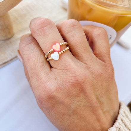 Opal Heart Ring - The Neon Cactus Studio